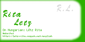 rita letz business card