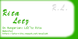 rita letz business card